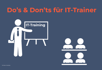 Do's and Don'ts für IT-Trainer: Grafik mit IT-Training und Teilnehmenden