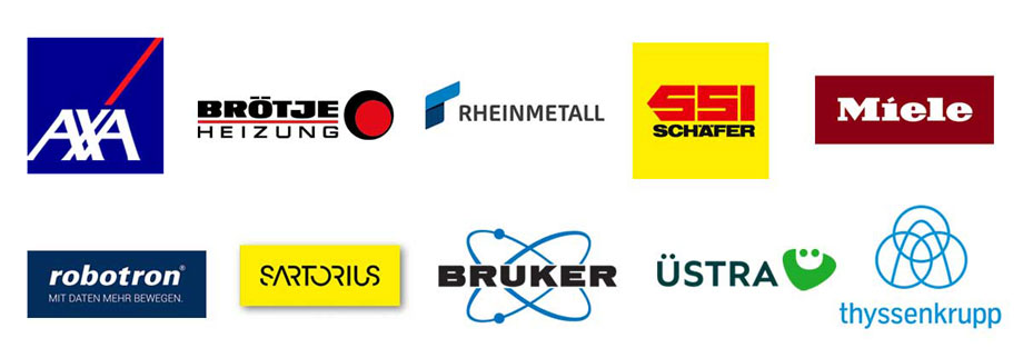 Logos ausgewählter Kunden und Unternehmen aus Inhouse-Trainings und Train-the-Trainer-Seminaren