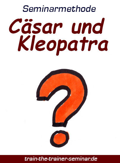 Caesar und Cleopatra. Bild zeigt Fragezeichen.