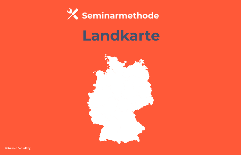 Seminarmethode „Landkarte“: Symbolgrafik mit Deutschlandkarte – Methode zur Verortung, Einordnung und Visualisierung von Herkunft, Erfahrungen oder Themen im Training.