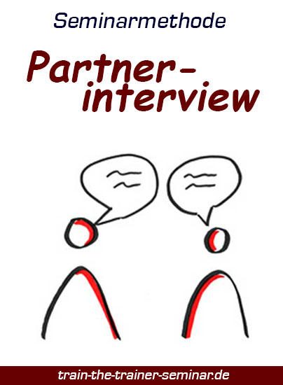 Partnerinterview. Bild zeigt zwei Personen, die miteinander sprechen.